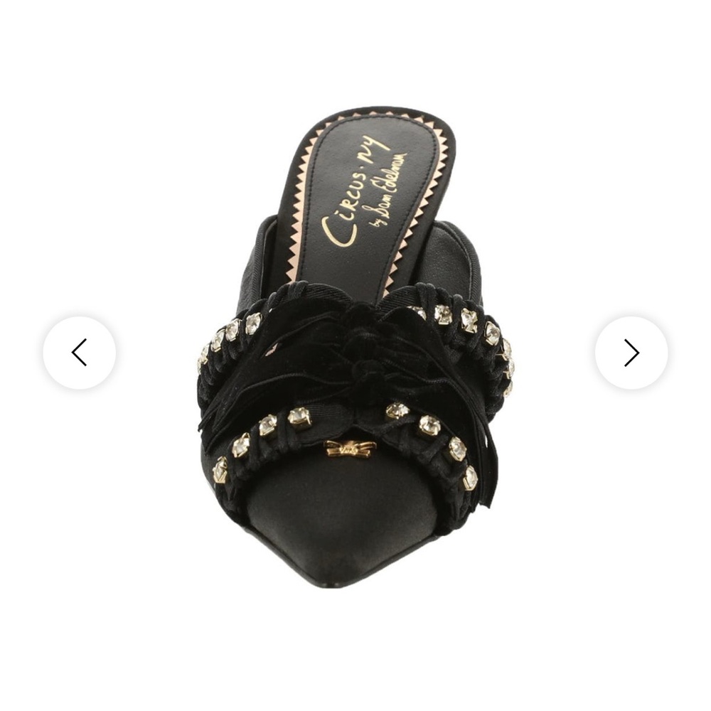 Circus by Sam Edelman Tristyn black Satin Mules kitten heels shoes NWT - Picture 7 of 7